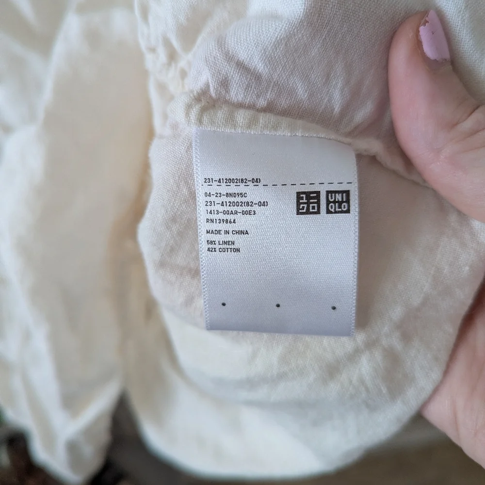 J.W. Anderson Uniqlo White Linen Blend Peasant Blouse Sz Xs - Picture 6 of 6
